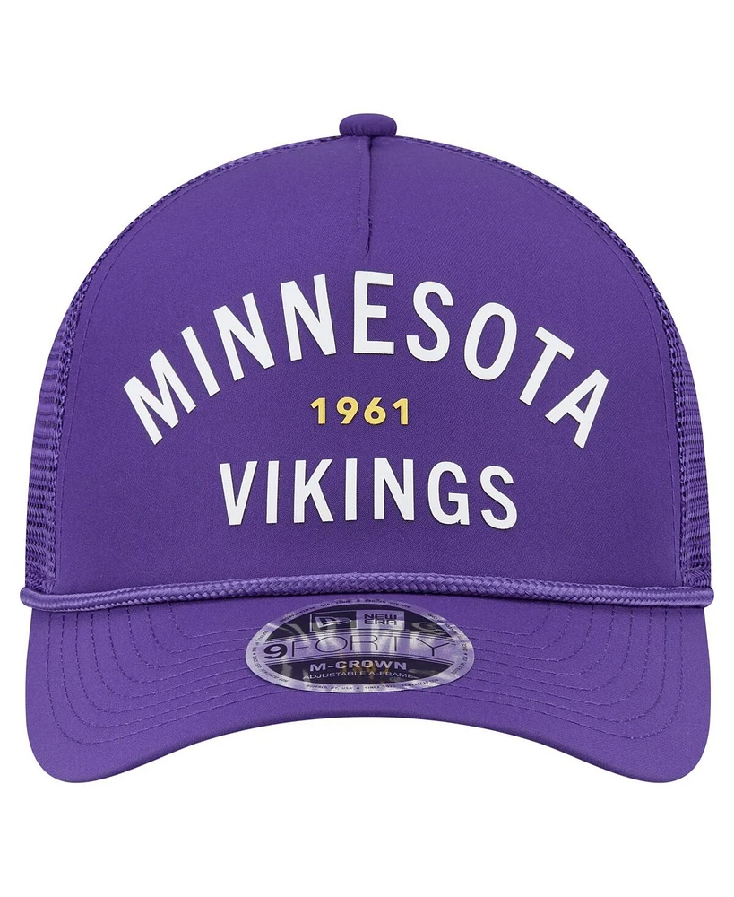 New Era Men's Purple Minnesota Vikings Active Minimalist M-Crown A-Frame 9FORTY Adjustable Hat
