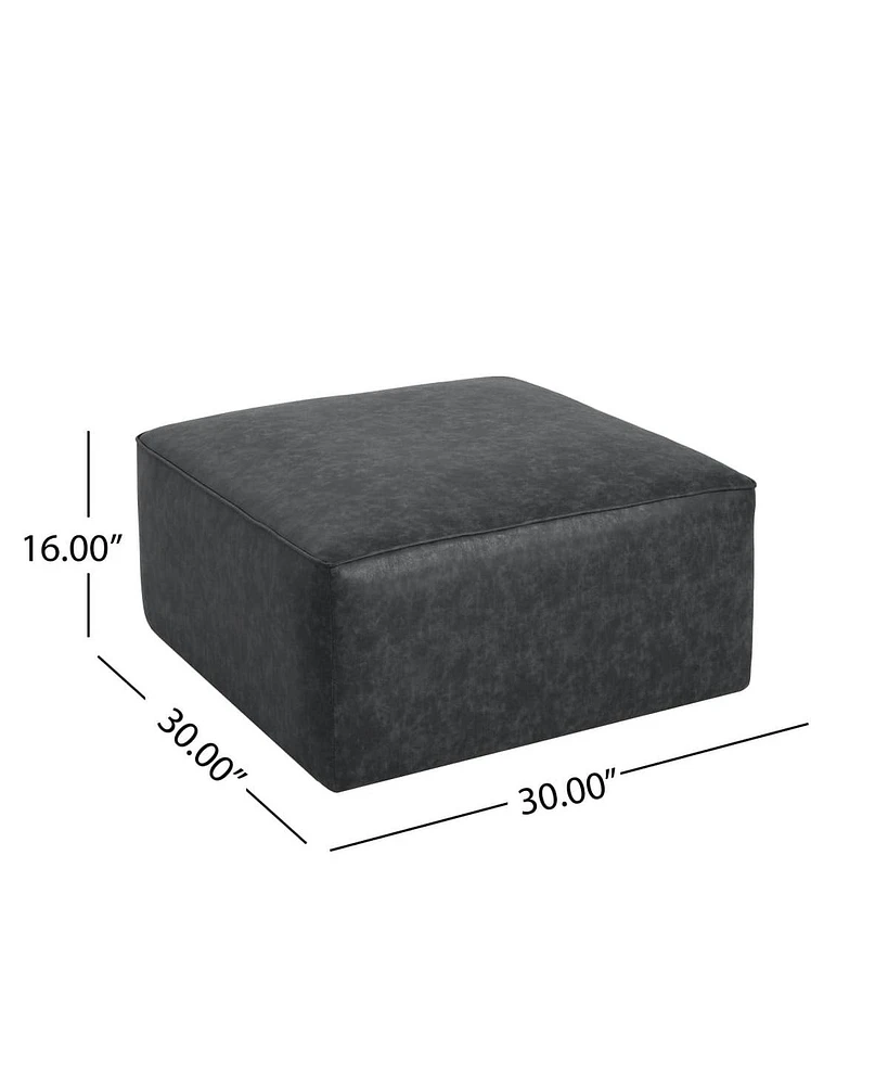 Modern Faux Leather Ottoman Square Footrest with Foam Cushion Modular Sectional for Living Room Seating or Coffee Table Use-The Pop Home