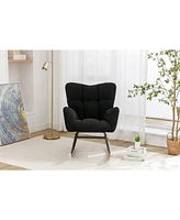 Teddy Fabric Rocking Gilder Nursery Chair For Living Room Indoor,Black