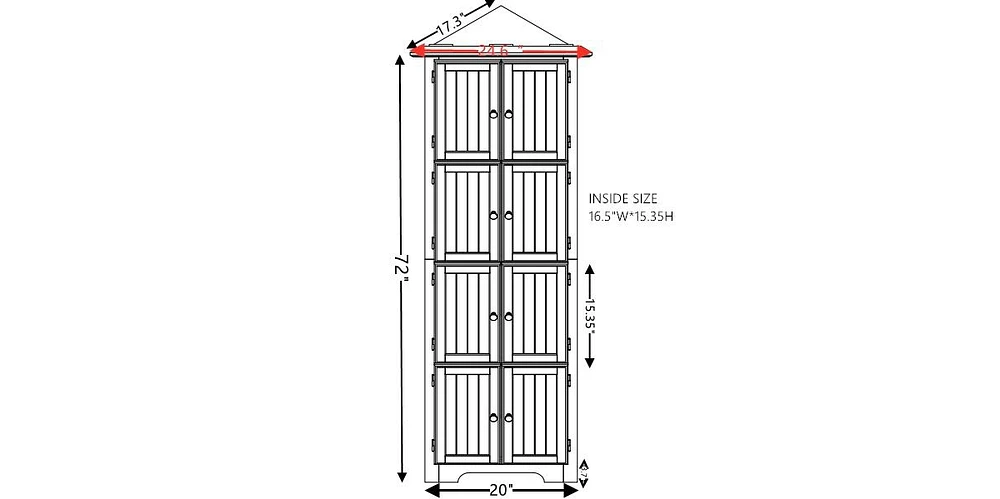 72" Corner Pantry Storage Cabinet: 4-Tier, 8 Doors, Adjustable Shelves