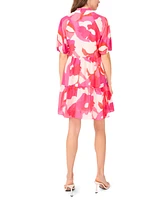 Msk Women's Printed Tiered Short Babydoll Dress