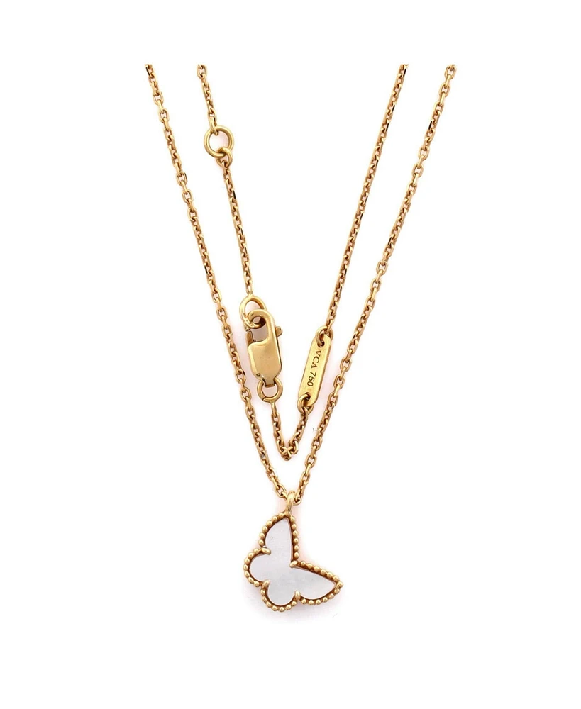 Pre-Owned Van Cleef & Arpels Sweet Alhambra Butterfly Pendant Necklace 18K Gold and Mother of Pearl