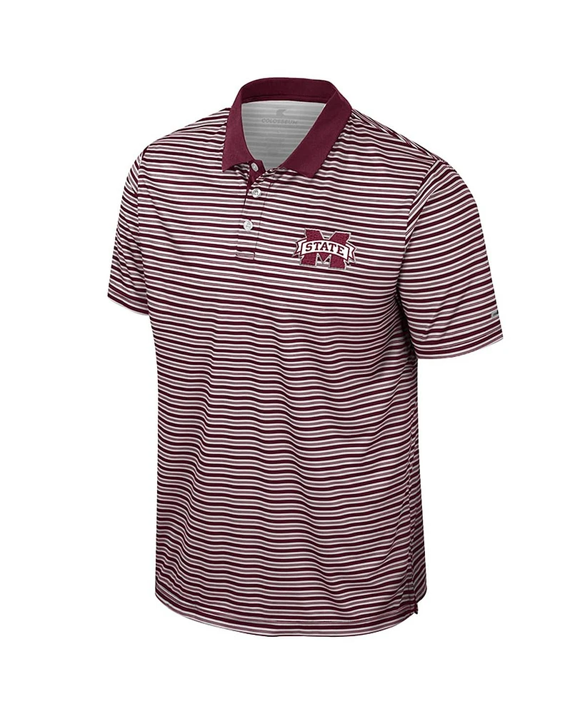 Colosseum Men's Maroon Mississippi State Bulldogs Striped Polo Shirt