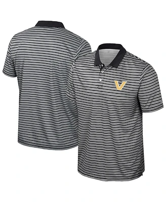 Colosseum Men's Black Vanderbilt Commodores Striped Polo Shirt