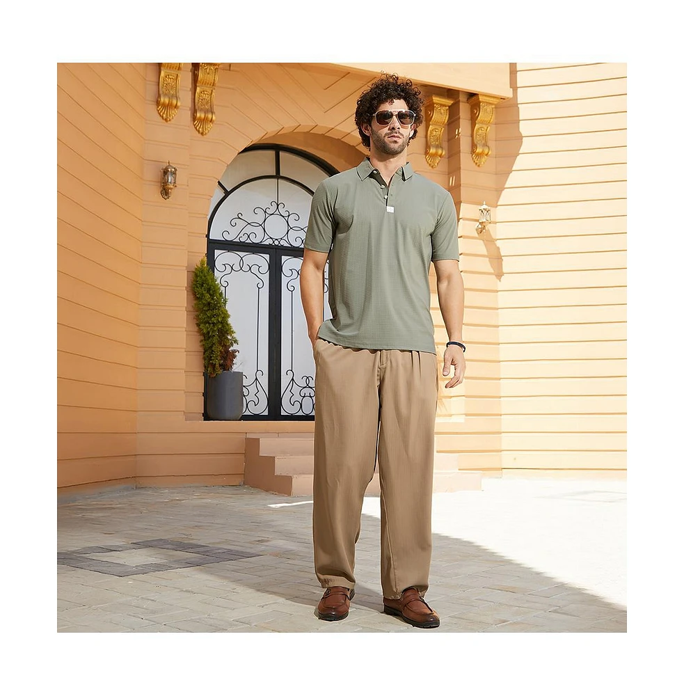 Campus Sutra Men's Olive Green Seamless Cuboid Polo T-Shirt