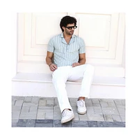 Campus Sutra Men's Mint Green Wicker-Tactile Polo T-Shirt