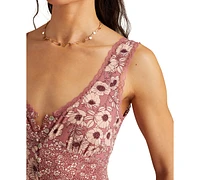 Lucky Brand Women's Femme Print Mix Sleeveless Mini Dress