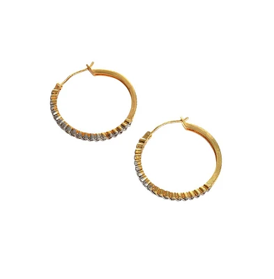 Sohi Gold-Plated Crystal Hoop Earrings
