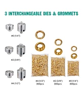 Yescom Grommet Tool Kit 4900pcs Eyelets Washers #0/#2/#4 Die Hole Puncher Hand Press Machine for Fabric Tarp Printing