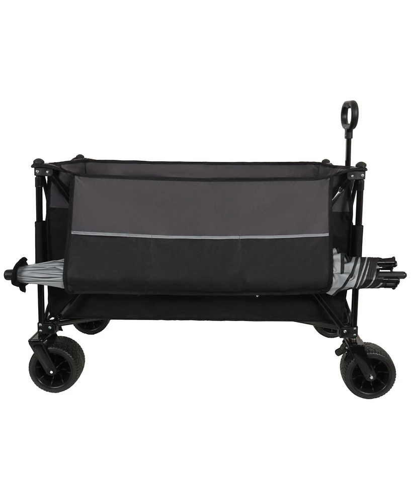 300L Folding Wagon Cart - Heavy Duty, All-Terrain, Black/Gray