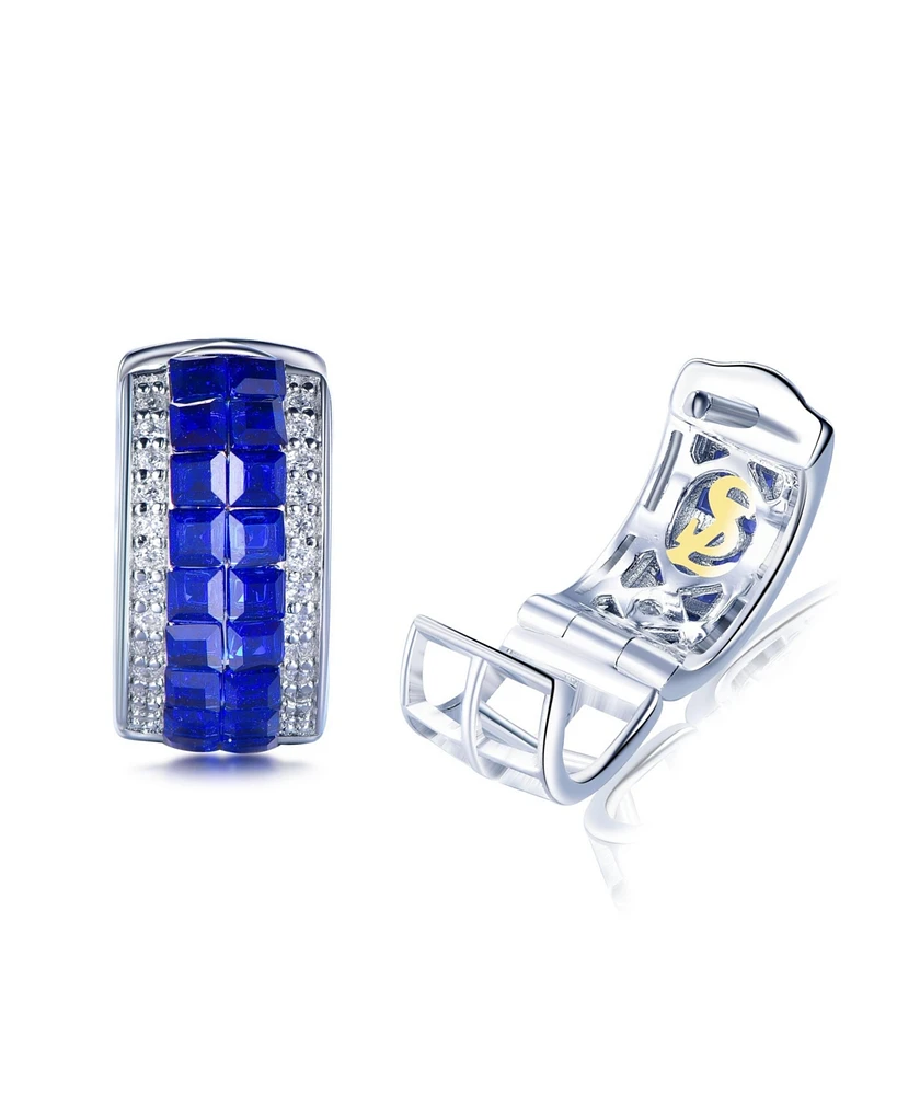 Suzy Levian Sterling Silver Invisible Set Cubic Zirconia Huggie Earrings