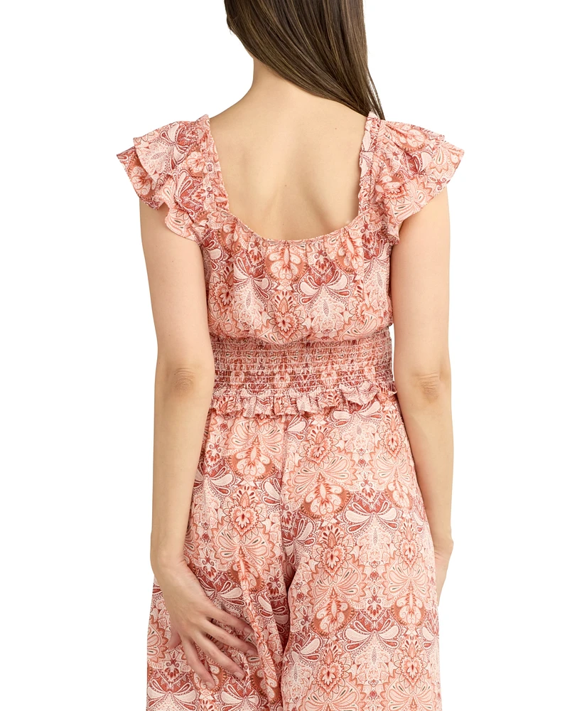 Bcx Juniors' Flutter-Sleeve Smocked Top