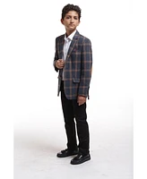 Elie Balleh Toddler Navy Slim Fit Premium Wool Checkered Blazer
