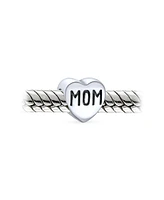 Bling Jewelry Mother Family Heart Love Word Mom Charm Bead Oxidized .925 Sterling Silver Fits European Bracelet