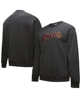 Mitchell & Ness Men's Black Los Angeles Lakers Out Collection Snow Washed Vintage Logo Pullover Sweatshirt