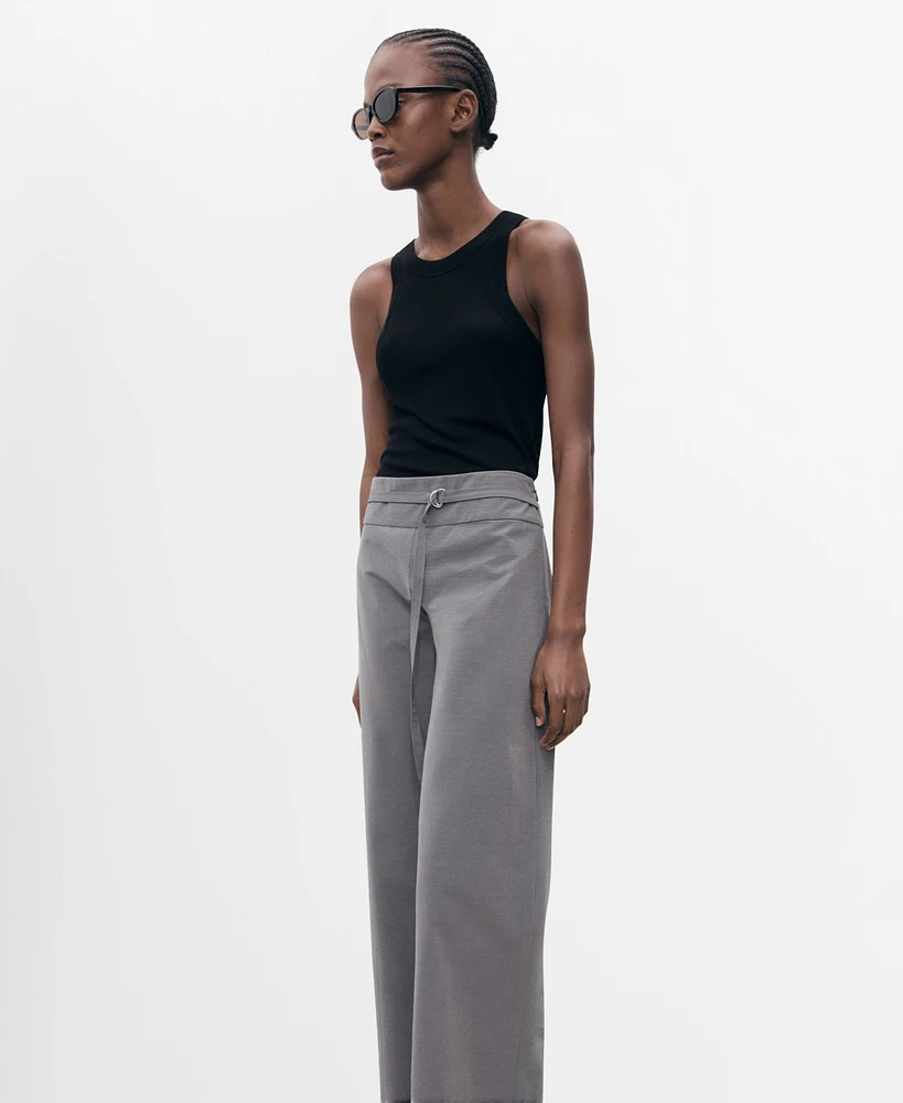 Mango Women's Fine Belt Straight Pants