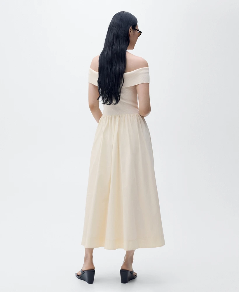 Mango Women's Embroidered Details Combined Dress