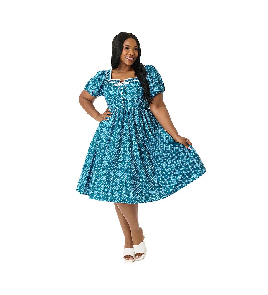 Unique Vintage Plus Size 1940s Sweetheart Button Front Swing Dress