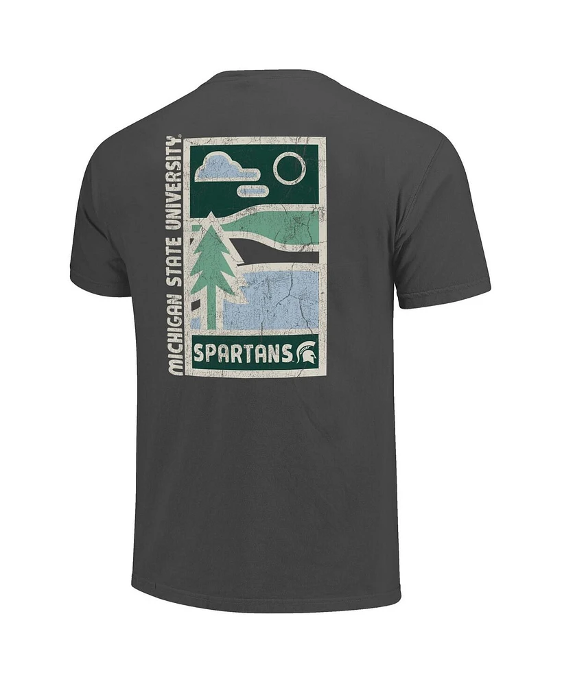 Image One Men's Graphite Michigan State Spartans Comfort Colors Minimal Vista Distressed Graphics T-Shirt