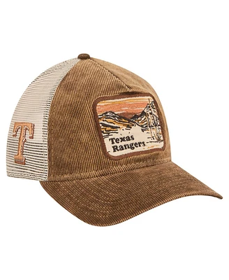 New Era Men's Dark Brown Texas Rangers Vintage Landscape 9TWENTY A-Frame Adjustable Trucker Hat