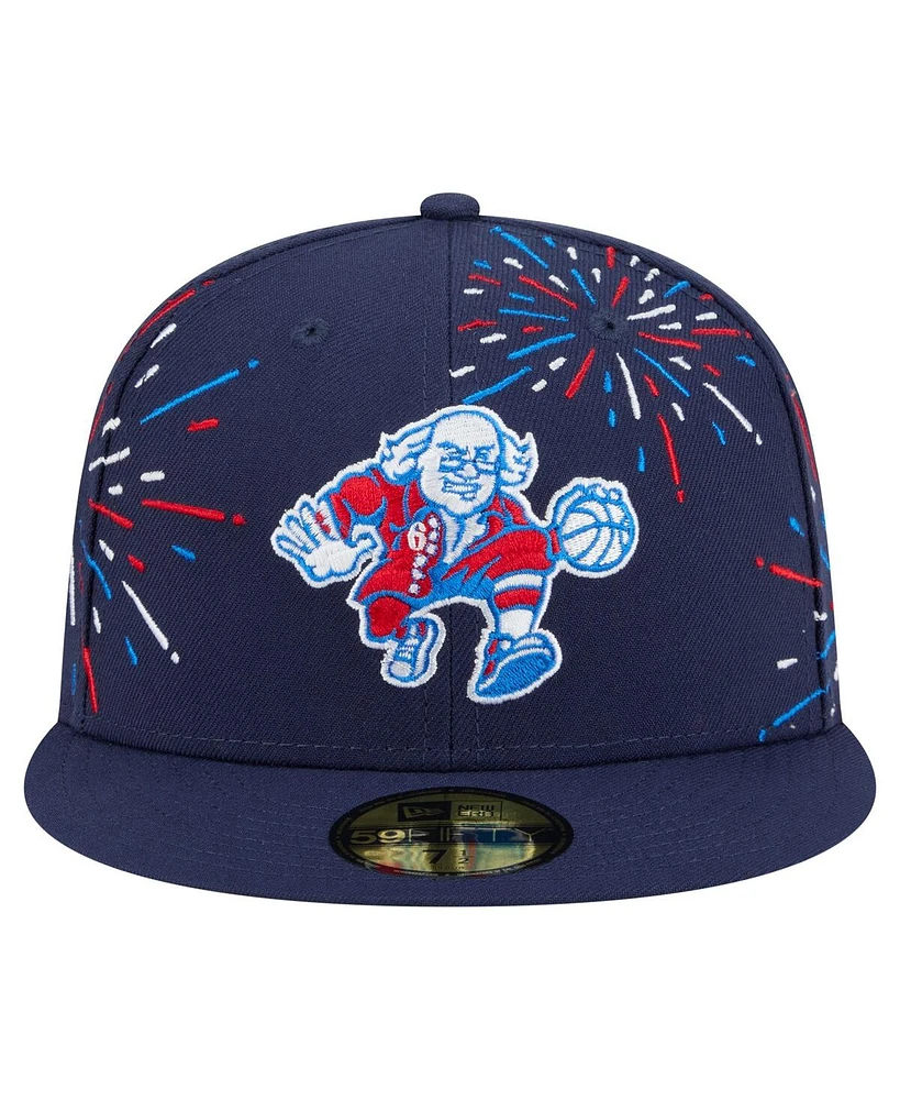 New Era Men's Navy Philadelphia 76ers Americana Fireworks 59FIFTY Fitted Hat