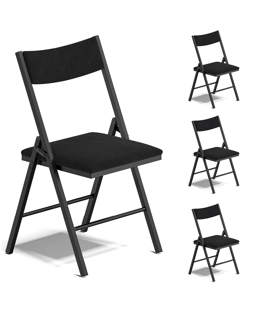 4-Pack Padded Folding Chair Set with Cushioned Seat & Backrest for Home, Office, Dining, or Events