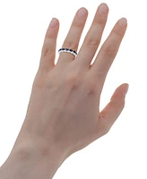 Blue Sapphire (5/8 ct. t.w.) & Diamond (1/8 ct. t.w.) Double-Row Ring in Sterling Silver
