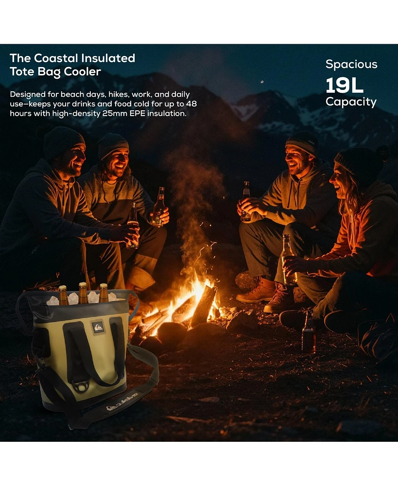 Quiksilver Coastal Collection 48-72H 5 Layer Insulated Tote Coller Bag with Waterproof Zippers