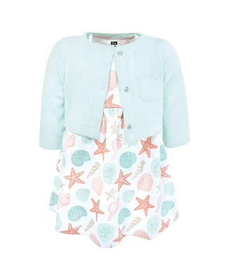 Hudson Baby Girls Cotton Dress and Cardigan Set