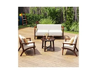 Patio End Table with Solid Wood Structure for Garden Deck Poolside and Indoors