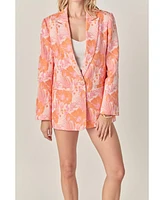 endless rose Women's Floral Jacquard Blazer