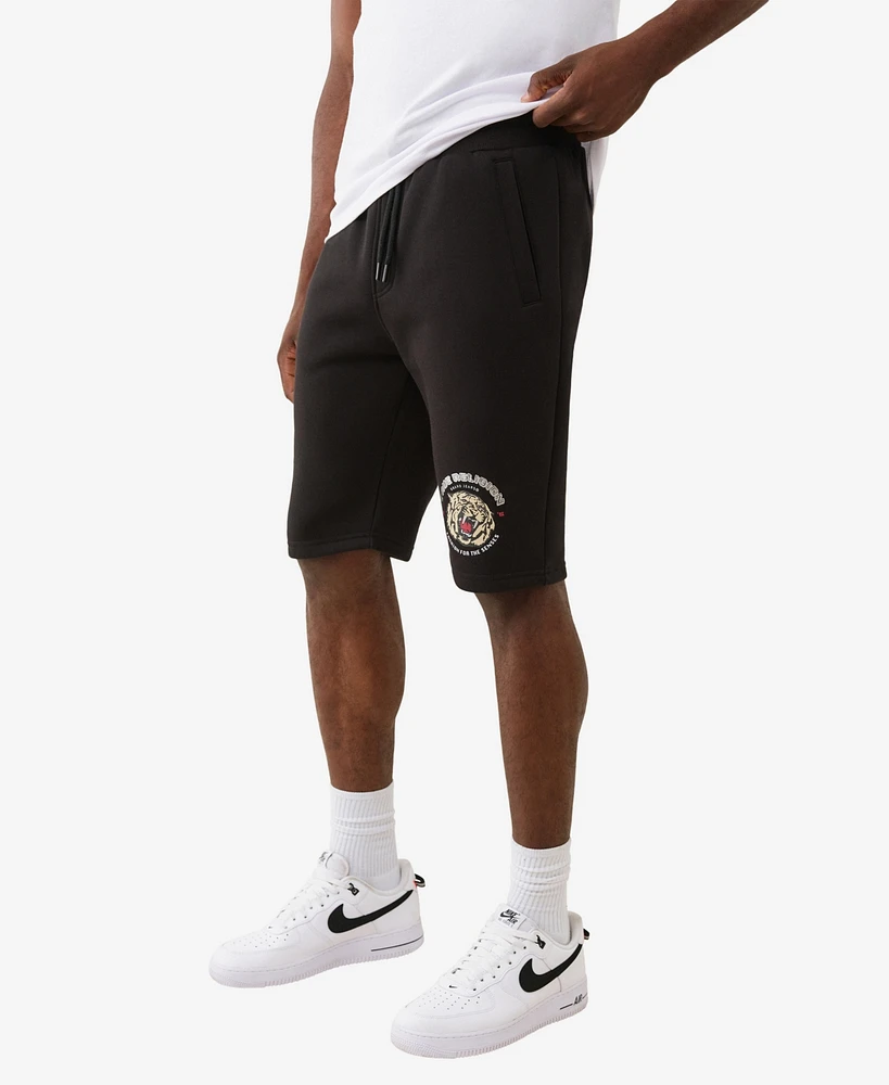 True Religion Men's Tiger Face Fleece Shorts