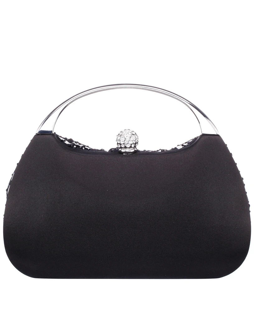 Nina Crystal Twist Chiffon and Satin Minaudiere Clutch Bag