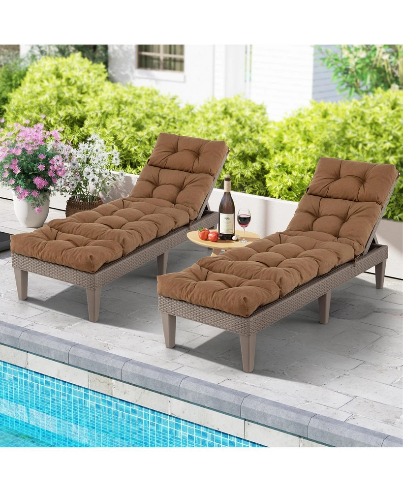 Outdoor Lounge Chaise Cushion with String Ties for Garden Poolside