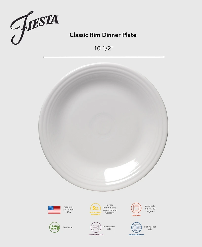Fiesta Classic Rim 10.5" Dinner Plates, Set of 4