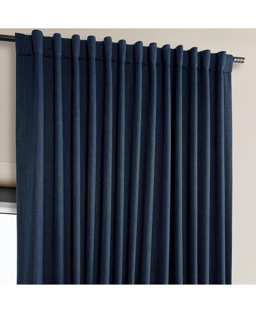 Half Price Drapes Indigo Extra Wide Textured Faux Linen Room Darkening Curtain