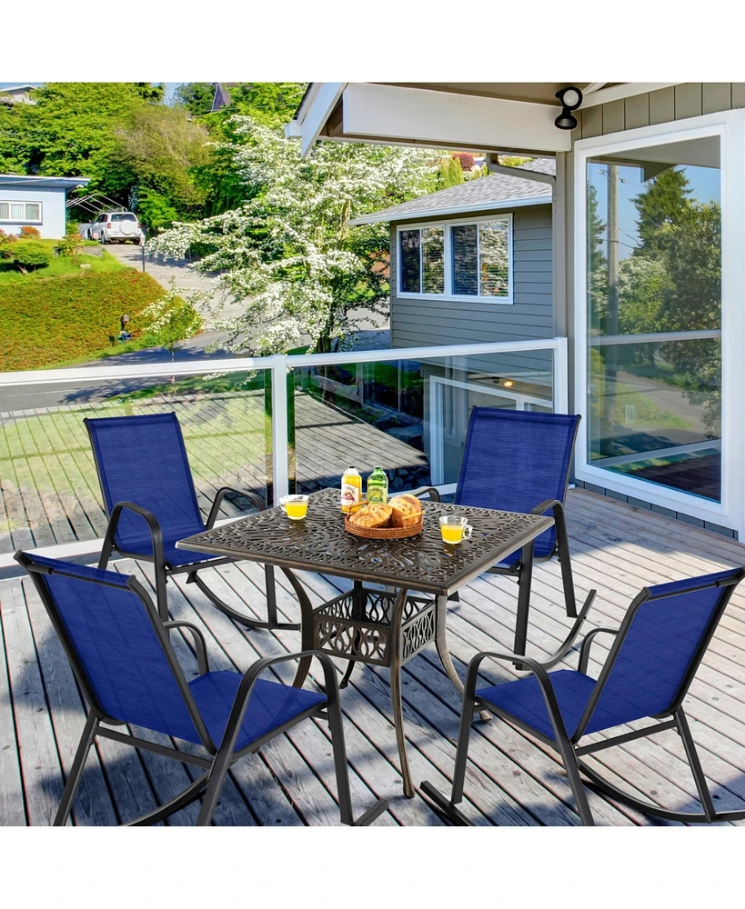 Set of 2 Metal Patio Rocking Chair with Breathable Seat Fabric