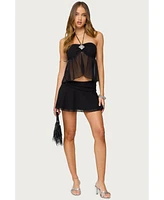 Edikted Women's Jettie Sheer Chiffon Split Front Top