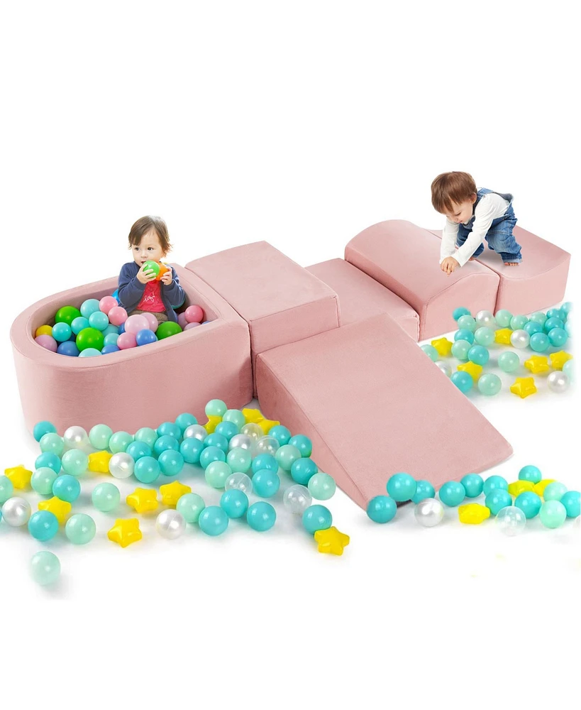 Slickblue 5-Piece Climb and Crawl Playset with Ball Pit for Kids
