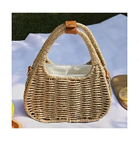 Women's The Straw-Trinity Hand Bag - Khaki Brown