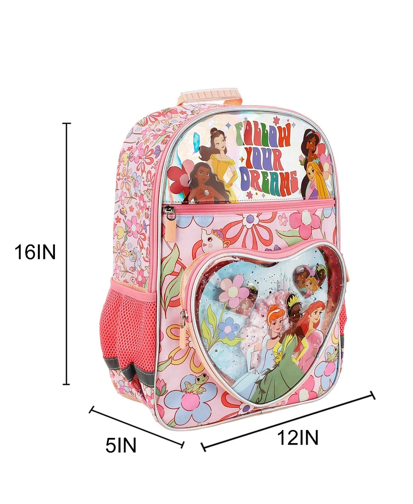Disney Princesses Follow Your Dreams 5-Piece 16" Backpack & Hair Care Value Set