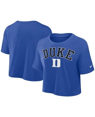 Nike Women's Royal Duke Blue Devils Athletic Prep Arch Performance Cropped T-Shirt