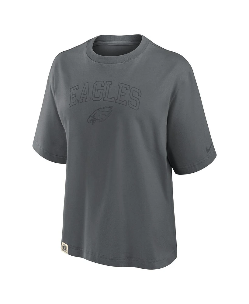 Nike Women's Charcoal Philadelphia Eagles Glory Arch Boxy T-Shirt