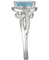 Blue Topaz (2-5/8 ct. t.w.) & Diamond (1/4 ct. t.w.) Halo Twist Ring in 14k White Gold