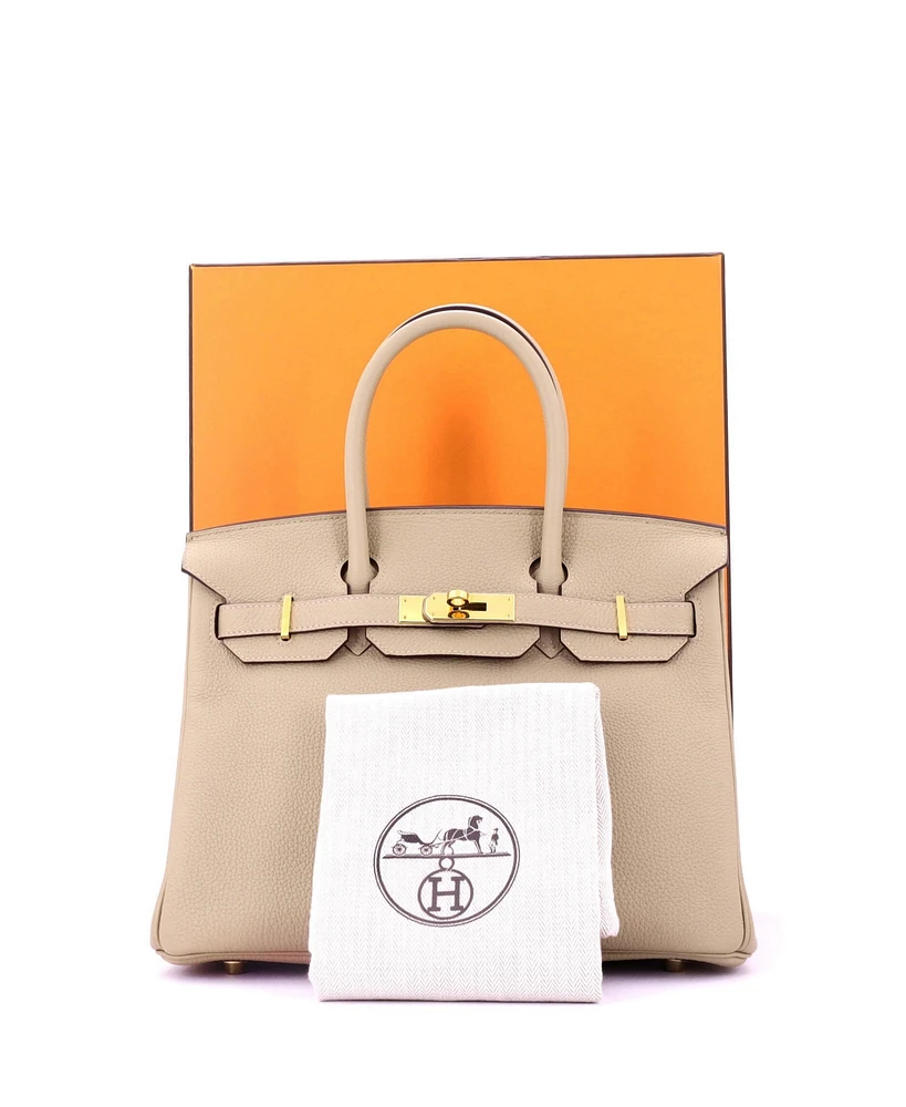 Pre-Owned Hermes Birkin 30 Handbag Light Togo with Gold Hardware