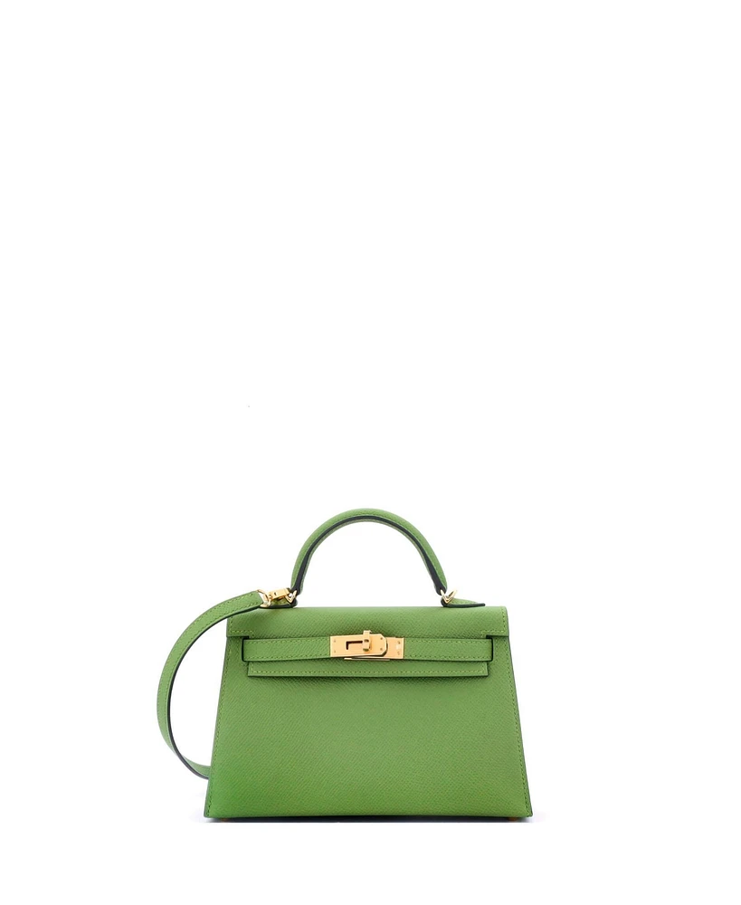 Pre-Owned Hermes Kelly Handbag Green Epsom with Gold Hardware