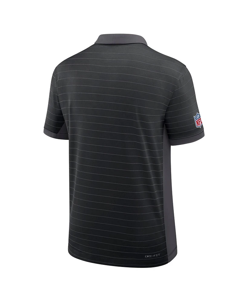 Nike Men's Black Pittsburgh Steelers Sideline Victory Stripe Performance Polo Shirt