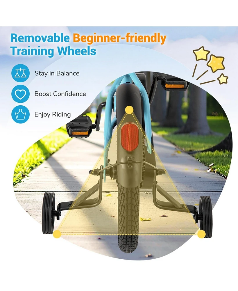Kids Bike 18-Inch Children Training Bicycle with 2 Brake for 3-8 Years Old