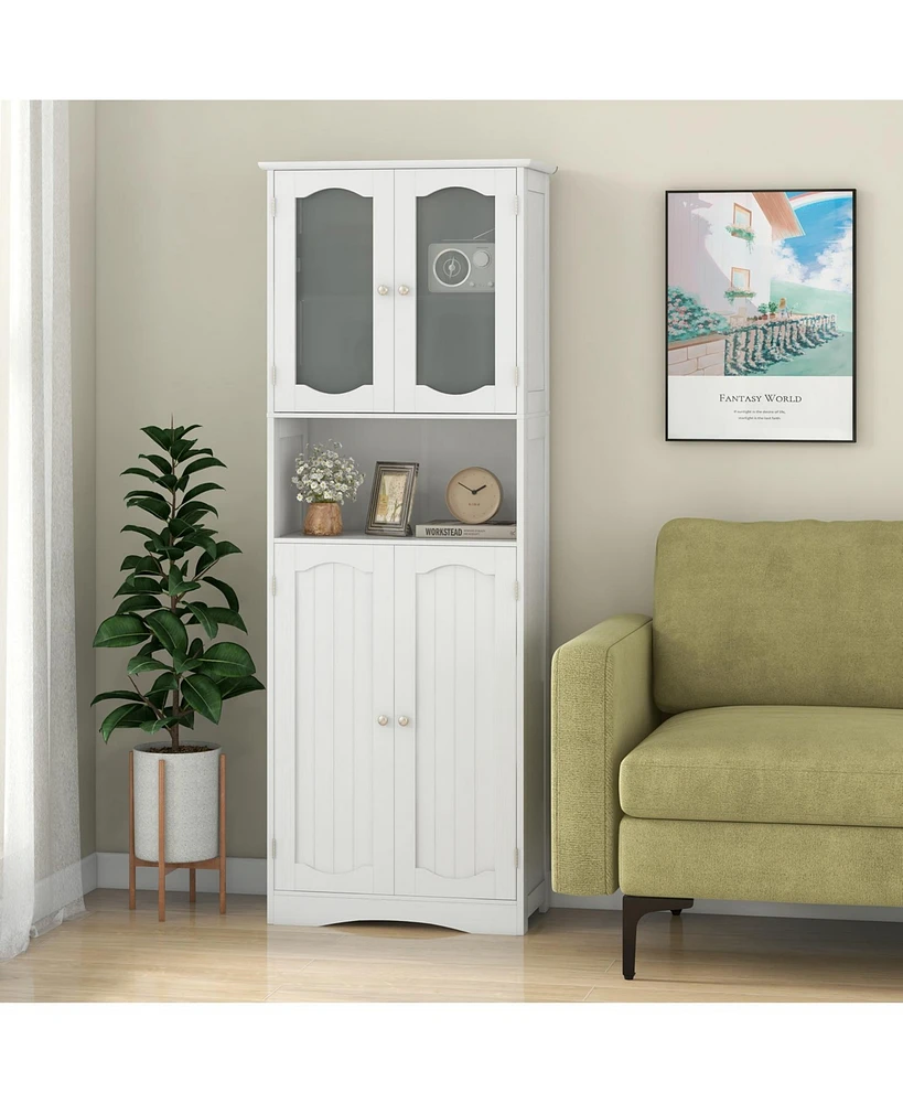 Slickblue Bathroom Storage Cabinet with Frost Glass Doors and Shelves