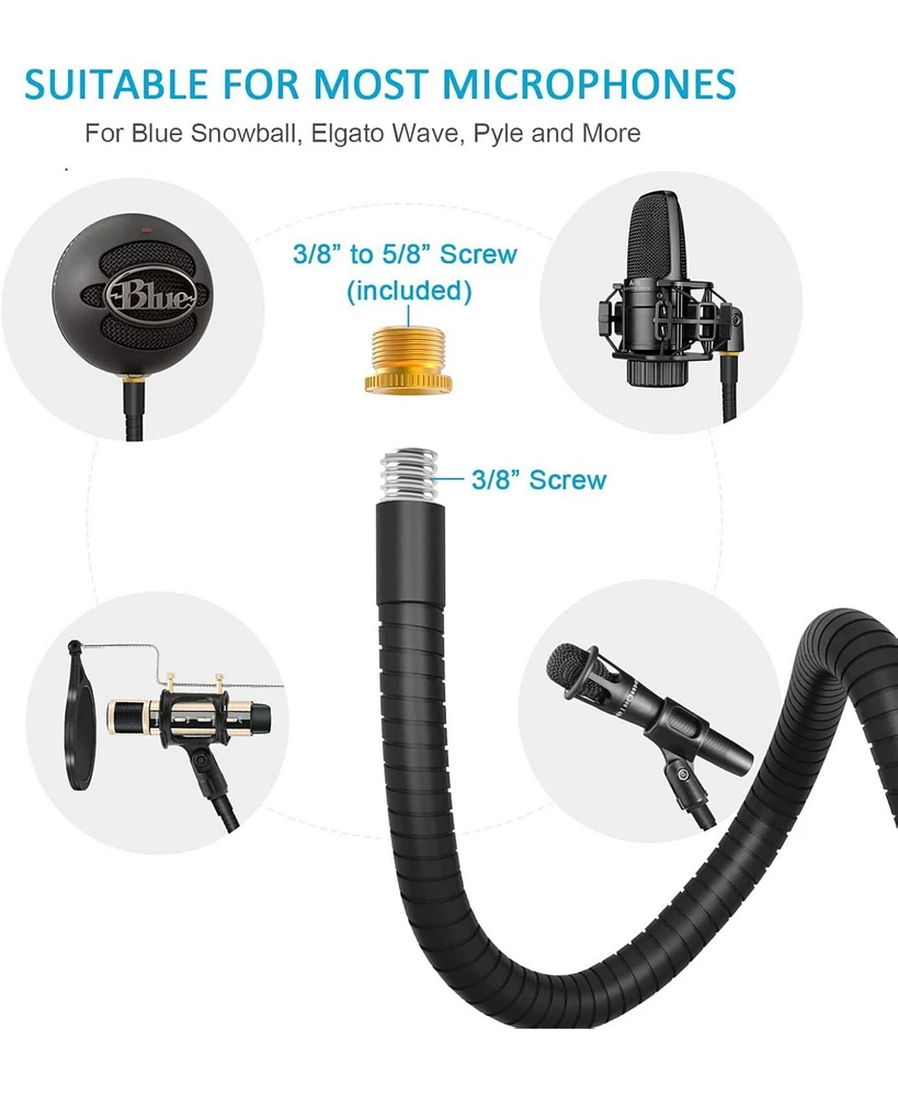 ZealSound Microphone Gooseneck Stand H1 and T19-us Black Bundle